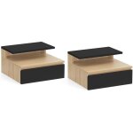 Lot de 2 tables de chevet murales tomi 1 tiroir + 1 tablette étagère suspendue + 1 tablette façon hêtre ... Lot de 2 tables de chevet murales tomi 1 tiroir + 1 tablette étagère suspendue + 1 tablette façon hêtre ...