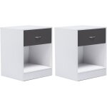 Lot de 2 tables de chevet olga 1 tiroir avec niche bois blanc et tiroir gris Lot de 2 tables de chevet olga 1 tiroir avec niche bois blanc et tiroir gris