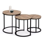 Idmarket - lot de 3 tables basses gigognes detroit rondes 35 / 40 / 45 design industriel