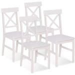 Lot de 4 chaises de cuisine avec croisillons suzanne bois blanc