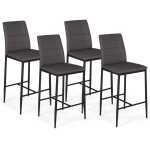 Idmarket - lot de 4 tabourets romane en pvc gris design contemporain chaises de bar rembourres