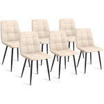 Idmarket - lot de 6 chaises mila en velours beige pour salle � manger
