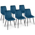 Idmarket - lot de 6 chaises mila en velours bleu pour salle � manger