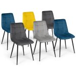 Idmarket - lot de 6 chaises mila en velours mix color bleu x2, gris fonc� x2, gris clair, jaune