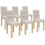 Idmarket - lot de 6 chaises polga capitonn�es beiges pour salle � manger