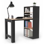 Bureau bibliothque ben avec tagres noir et faon htre