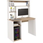 Idmarket - bureau avec �tag�res de rangement dan blanc et fa�on h�tre