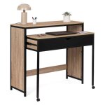 Idmarket - bureau extensible 1 tiroir noir boston design industriel