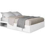 Idmarket - cadre de lit double salem avec rangements et sommier 140 x 190 cm blanc