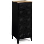 Chiffonnier 5 tiroirs ester 40 cm métal noir et plateau façon hêtre design industriel Chiffonnier 5 tiroirs ester 40 cm métal noir et plateau façon hêtre design industriel