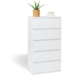 Chiffonnier 5 tiroirs tomi 60 cm commode semainier bois blanc