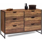 Idmarket - commode 6 tiroirs hawkins 115 cm bois fonc� design industriel