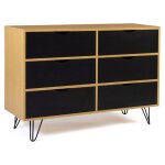 Idmarket - commode 6 tiroirs vintage noemi 110 cm bois pied �pingle