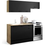 Idmarket - cuisine compl�te 180 cm subtil avec plan de travail 5 �l�ments bois et noir