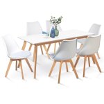 Idmarket - ensemble table � manger extensible inga 160 - 200 cm et 6 chaises sara blanches design scandinave ...