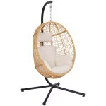 Idmarket - fauteuil oeuf suspendu ajour� effet rotin avec coussin �cru