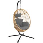 Idmarket - fauteuil oeuf suspendu ajour� effet rotin avec coussin gris