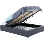 Lit coffre double miami avec sommier 160 x 200 cm pvc gris