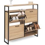 Idmarket - meuble � chaussures 16 paires luis 4 portes avec �tag�re sup�rieure design industriel