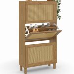 Idmarket - meuble � chaussures 18 paires vintage hanae 3 portes effet naturel cannage