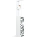 Idmarket - meuble wc tagre bois willy 3 portes blanc et motif carreaux de ciment gris