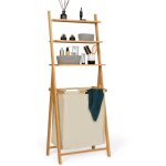 Panier  linge 2 bacs bambou lana avec tagres tissu cru