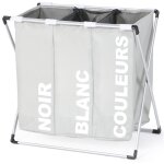 Panier  linge 3 compartiments pliable gris
