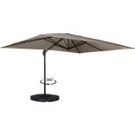 Parasol d�port� inclinable rotatif 360 calvi taupe 3x4 m avec 4 dalles et housse
