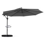 Parasol d�port� rotatif 360 ajaccio gris d. 3, 5m avec 4 dalles et housse