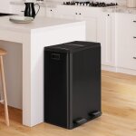 Poubelle de cuisine tri s�lectif 2 x 30l noir 2 seaux amovibles et p�dales en m�tal