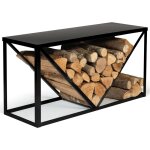 Range bches horizontal acier noir pour chemine