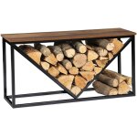 Range b�ches horizontal hawkins acier noir plateau bois fonc� pour chemin�e