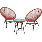 Idmarket - salon de jardin izmir table et 2 fauteuils oeuf cordage terracotta Idmarket - salon de jardin izmir table et 2 fauteuils oeuf cordage terracotta