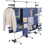 Idmarket - s�choir � linge vertical pliable 3 niveaux supra capacit� 50m avec tringle t�lescopique blanc ...