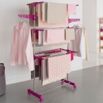S�choir � linge vertical pliable 3 niveaux maxima capacit� 20m rose