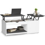 Idmarket - table basse 2 plateaux relevables eyla avec coffre bois blanc et gris Idmarket - table basse 2 plateaux relevables eyla avec coffre bois blanc et gris