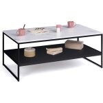Idmarket - table basse alaska double plateau effet marbre et noir pieds m�tal