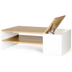 Idmarket - table basse bar contemporaine izia - avec coffre - bois - blanc Idmarket - table basse bar contemporaine izia - avec coffre - bois - blanc