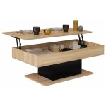 Idmarket - table basse plateau relevable rectangulaire eden bois et noir Idmarket - table basse plateau relevable rectangulaire eden bois et noir