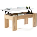 Idmarket - table basse plateau relevable rectangulaire tara bois imitation h�tre et blanc