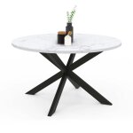 Idmarket - table basse ronde alaska 70 cm plateau effet marbre blanc et pied araigne mtal noir
