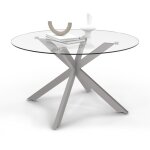 Idmarket - table basse ronde alix pied araign�e 70 cm plateau verre pied acier effet chrom�