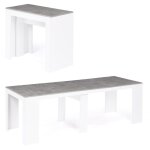 Idmarket - table console extensible orlando 10 personnes 235 cm bois blanc et effet béton Idmarket - table console extensible orlando 10 personnes 235 cm bois blanc et effet béton
