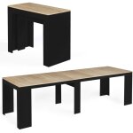 Idmarket - table console extensible orlando 14 personnes 300 cm bois noir et fa�on h�tre
