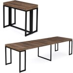 Table console extensible toronto 10 personnes 235 cm bois fonc� design industriel