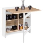 Idmarket - table console pliable edi 2 - 6 personnes avec rangements bois blanc plateau faon htre 150 ...