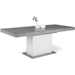 Idmarket - table � manger extensible rectangle eden 6 - 10 personnes b�ton et blanc 160 - 200 cm