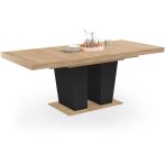 Idmarket - table � manger extensible rectangle eliad 6 - 10 personnes bois et noir 160 - 200 cm