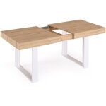 Idmarket - table � manger extensible rectangle phoenix 4 - 8 personnes bois et blanc 160 - 200 cm