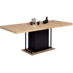 Idmarket - table � manger extensible rectangle ugo 6 - 10 personnes bois fa�on h�tre et noir 160 - 200 ...